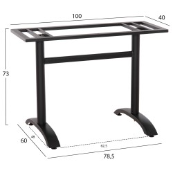 ΒΑΣΗ ΤΡΑΠΕΖΙΟΥ ΜΕΤΑΛΛΙΚΗ ΔΙΠΛΗ HM461.11 ΜΑΥΡΗ ΜΑΤ ΜΕ ΡΕΓΟΥΛΑΤΟΡΟΥΣ 100Χ60Χ73Υεκ.