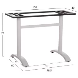 ΒΑΣΗ ΤΡΑΠΕΖΙΟΥ ΜΕΤΑΛΛΙΚΗ ΔΙΠΛΗ HM461.12 ΛΕΥΚΗ ΜΕ ΡΕΓΟΥΛΑΤΟΡΟΥΣ 100x60x73Υεκ.