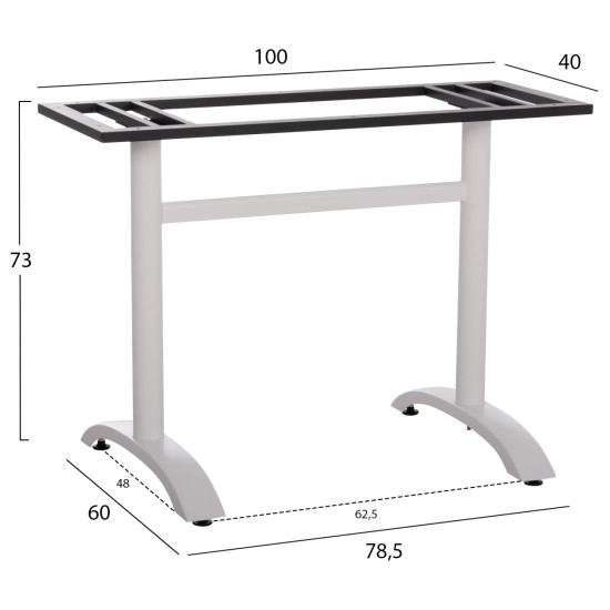 ΒΑΣΗ ΤΡΑΠΕΖΙΟΥ ΜΕΤΑΛΛΙΚΗ ΔΙΠΛΗ HM461.12 ΛΕΥΚΗ ΜΕ ΡΕΓΟΥΛΑΤΟΡΟΥΣ 100x60x73Υεκ. ΒΑΣΗ ΤΡΑΠΕΖΙΟΥ ΜΕΤΑΛΛΙΚΗ ΔΙΠΛΗ HM461.12 ΛΕΥΚΗ ΜΕ ΡΕΓΟΥΛΑΤΟΡΟΥΣ 100x60x73Υεκ.
