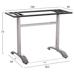 ΒΑΣΗ ΤΡΑΠΕΖΙΟΥ ΜΕΤΑΛΛΙΚΗ ΔΙΠΛΗ HM461.13 ΧΡΩΜΙΟΥ ΜΕ ΡΕΓΟΥΛΑΤΟΡΟΥΣ 100x60x73Υεκ.