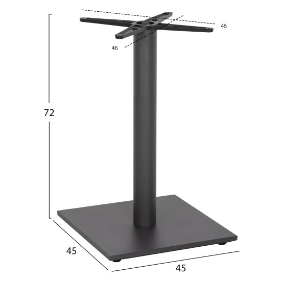 ΒΑΣΗ ΤΡΑΠΕΖΙΟΥ ΜΕΤΑΛΛΙΚΗ ΓΚΡΙ ΜΑΤ 46Χ46Χ72Yεκ. ΜΕ ΣΤΑΥΡΟ 46Χ46 ΚΑΙ ΡΕΓΟΥΛΑΤΟΡΟΥΣ HM438.20