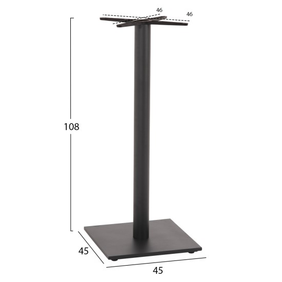 ΒΑΣΗ ΤΡΑΠΕΖΙΟΥ ΜΠΑΡ ΜΕΤΑΛΛΙΚΗ ΓΚΡΙ ΜΑΤ 46Χ46Χ108Yεκ. ΜΕ ΡΕΓΟΥΛΑΤΟΡΟΥΣ HM439.20