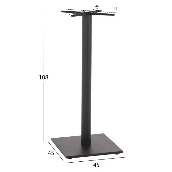 ΒΑΣΗ ΤΡΑΠΕΖΙΟΥ ΜΠΑΡ ΜΕΤΑΛΛΙΚΗ ΓΚΡΙ ΜΑΤ 46Χ46Χ108Yεκ. ΜΕ ΡΕΓΟΥΛΑΤΟΡΟΥΣ HM439.20