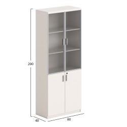 ΒΙΒΛΙΟΘΗΚΗ NEWLINE HM18281 ΜΕΛΑΜΙΝΗ ΕΚΡΟΥ & ΚΑΦΕ--ΓΥΑΛΙ 80x40x200Υεκ.