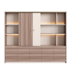 ΒΙΒΛΙΟΘΗΚΗ ΣΕΙΡΑ SUPERON HM2140 ΜΕΛΑΜΙΝΗ ΜΠΕΖ & ΦΥΣΙΚΟ--LED ΦΩΤΙΣΜΟΣ 240x40x200Υεκ