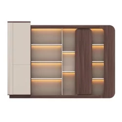 ΒΙΒΛΙΟΘΗΚΗ ΣΕΙΡΑ PRESIDENT HM2148 ΜΕΛΑΜΙΝΗ ΜΠΕΖ & ΚΑΡΥΔΙ--LED ΦΩΤΙΣΜΟΣ 280x40x200Υεκ