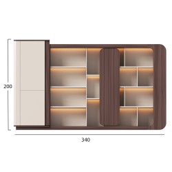 ΒΙΒΛΙΟΘΗΚΗ ΣΕΙΡΑ PRESIDENT HM2149 ΜΕΛΑΜΙΝΗ ΜΠΕΖ & ΚΑΡΥΔΙ--LED ΦΩΤΙΣΜΟΣ 340x40x200Υεκ