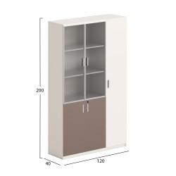 ΒΙΒΛΙΟΘΗΚΗ/ΝΤΟΥΛΑΠΙ NEWLINE HM18280 ΜΕΛΑΜΙΝΗ ΛΕΥΚΗ-ΑΝΟΙΧΤΟ ΚΑΦΕ--ΓΥΑΛΙ 120x40x200Υεκ