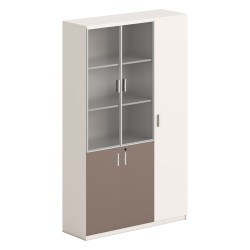 ΒΙΒΛΙΟΘΗΚΗ/ΝΤΟΥΛΑΠΙ NEWLINE HM18280 ΜΕΛΑΜΙΝΗ ΛΕΥΚΗ-ΑΝΟΙΧΤΟ ΚΑΦΕ--ΓΥΑΛΙ 120x40x200Υεκ