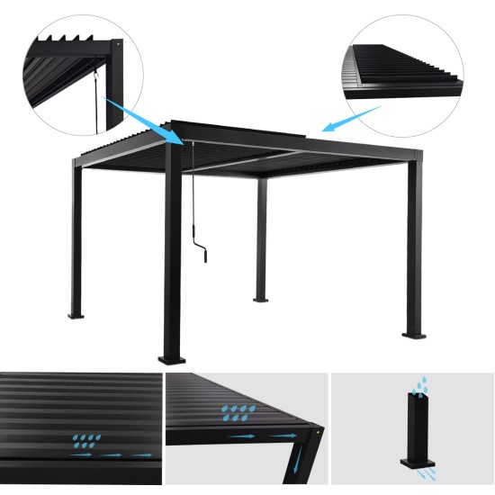 ΒΙΟΚΛΙΜΑΤΙΚΗ ΠΕΡΓΚΟΛΑ ΑΛΟΥΜΙΝΙΟΥ PREMIUM FRANIO HM6610.01 ΜΑΥΡΟ 300x400x240Υ