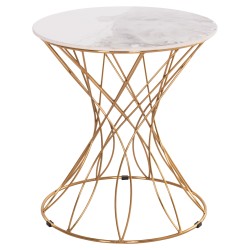 ΒΟΗΘΗΤΙΚΟ ΤΡΑΠΕΖΑΚΙ RUDY HM18037.01 ΚΕΡΑΜΙΚΟ TOP ΛΕΥΚΟ-ΜΕΤΑΛΛΟ ΧΡΥΣΟ Φ45x48,5Υεκ.