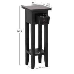 ΒΟΗΘΗΤΙΚΟ ΤΡΑΠΕΖΑΚΙ RAMU HM9484.02 ΑΠΟ ΜΑΟΝΙ ΞΥΛΟ ΜΑΥΡΟ ΜΕ ΣΥΡΤΑΡΑΚΙ 25x25x66,5Υεκ