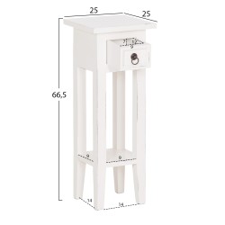 ΒΟΗΘΗΤΙΚΟ ΤΡΑΠΕΖΑΚΙ RAMU HM9484.03 ΑΠΟ ΜΑΟΝΙ ΞΥΛΟ ΛΕΥΚΟ ΜΕ ΣΥΡΤΑΡΑΚΙ 25x25x66,5Υεκ