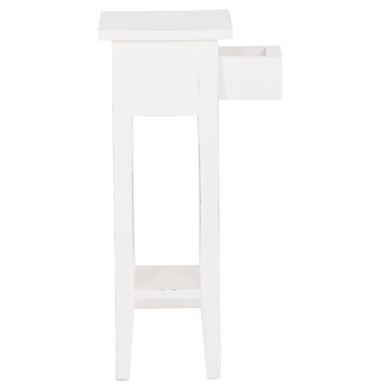 ΒΟΗΘΗΤΙΚΟ ΤΡΑΠΕΖΑΚΙ RAMU HM9484.03 ΑΠΟ ΜΑΟΝΙ ΞΥΛΟ ΛΕΥΚΟ ΜΕ ΣΥΡΤΑΡΑΚΙ 25x25x66,5Υεκ