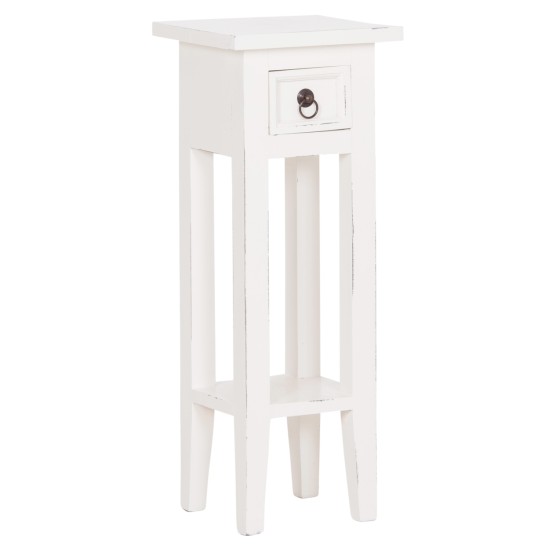 ΒΟΗΘΗΤΙΚΟ ΤΡΑΠΕΖΑΚΙ RAMU HM9484.03 ΑΠΟ ΜΑΟΝΙ ΞΥΛΟ ΛΕΥΚΟ ΜΕ ΣΥΡΤΑΡΑΚΙ 25x25x66,5Υεκ