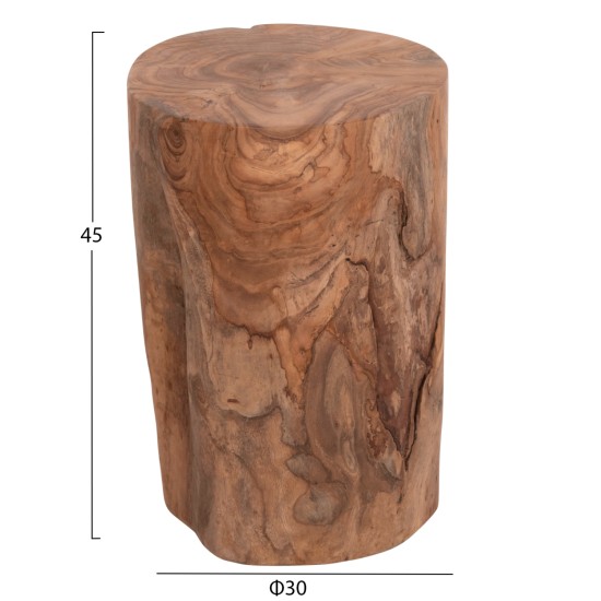 ΒΟΗΘΗΤΙΚΟ ΤΡΑΠΕΖΑΚΙ/ΣΚΑΜΠΟ TRONCO HM9374.21 ΞΥΛΟ TEAK--ΦΥΣΙΚΟ Φ30x45Υεκ.