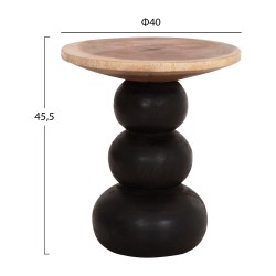 ΒΟΗΘΗΤΙΚΟ ΤΡΑΠΕΖΑΚΙ ΣΤΡΟΓΓΥΛΟ JACKY HM9890 SUAR ΞΥΛΟ ΦΥΣΙΚΟ & ΜΑΥΡΟ Φ40x45,5Υεκ.