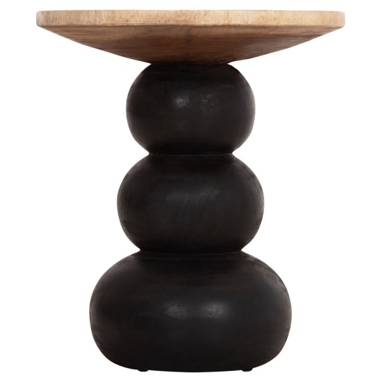 ΒΟΗΘΗΤΙΚΟ ΤΡΑΠΕΖΑΚΙ ΣΤΡΟΓΓΥΛΟ JACKY HM9890 SUAR ΞΥΛΟ ΦΥΣΙΚΟ & ΜΑΥΡΟ Φ40x45,5Υεκ.