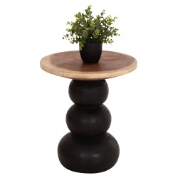 ΒΟΗΘΗΤΙΚΟ ΤΡΑΠΕΖΑΚΙ ΣΤΡΟΓΓΥΛΟ JACKY HM9890 SUAR ΞΥΛΟ ΦΥΣΙΚΟ & ΜΑΥΡΟ Φ40x45,5Υεκ.