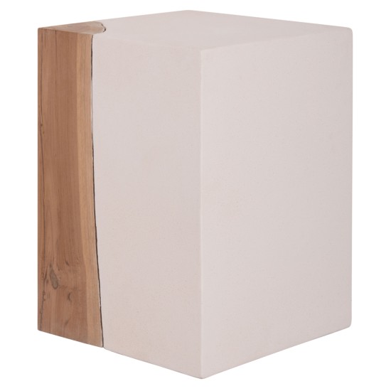 ΒΟΗΘΗΤΙΚΟ ΤΡΑΠΕΖΙ LEIA HM18163.02 FIBER CEMENT ΛΕΥΚΟ-ΞΥΛΟ TEAK 32.5x32.5x46Υεκ.