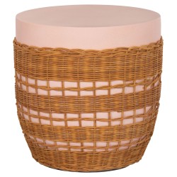 ΒΟΗΘΗΤΙΚΟ ΤΡΑΠΕΖΙ VILHENA HM18166 FIBER CEMENT ΡΟΖ-RATTAN ΦΥΣΙΚΟ Φ44.5x45Υεκ.