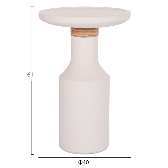 ΒΟΗΘΗΤΙΚΟ ΤΡΑΠΕΖΙ TRED(T) HM18169.02 FIBER CEMENT ΛΕΥΚΟ-ΦΥΣΙΚΟ RATTAN--Φ40x61Υεκ.