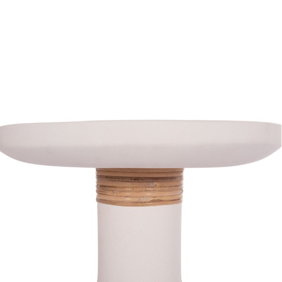 ΒΟΗΘΗΤΙΚΟ ΤΡΑΠΕΖΙ TRED(T) HM18169.02 FIBER CEMENT ΛΕΥΚΟ-ΦΥΣΙΚΟ RATTAN--Φ40x61Υεκ.