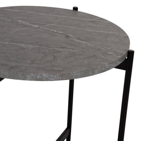 ΒΟΗΘΗΤΙΚΟ ΤΡΑΠΕΖΙ HM9589.02 MDF ΓΚΡΙ ΜΑΡΜΑΡΟ-ΜΑΥΡΗ ΜΕΤΑΛΛΙΚΗ ΒΑΣΗ Φ50x55Υεκ.