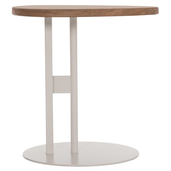 ΒΟΗΘΗΤΙΚΟ ΤΡΑΠΕΖΙ ΟΒΑΛ ALPER HM18328 MDF SONAMA--ΜΕΤΑΛΛΟ ΛΕΥΚΟ 50x50x51Υεκ.