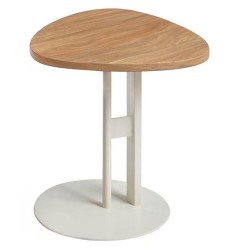 ΒΟΗΘΗΤΙΚΟ ΤΡΑΠΕΖΙ ΟΒΑΛ ALPER HM18328 MDF SONAMA--ΜΕΤΑΛΛΟ ΛΕΥΚΟ 50x50x51Υεκ.