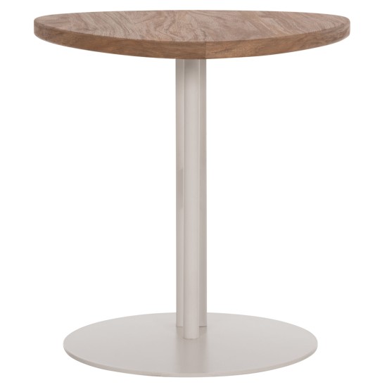 ΒΟΗΘΗΤΙΚΟ ΤΡΑΠΕΖΙ ΟΒΑΛ ALPER HM18328 MDF SONAMA--ΜΕΤΑΛΛΟ ΛΕΥΚΟ 50x50x51Υεκ.