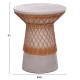 ΒΟΗΘΗΤΙΚΟ ΤΡΑΠΕΖΙ ΣΤΡΟΓΓΥΛΟ DELIA HM18167.03 FIBER CEMENT ΓΚΡΙ & RATTAN Φ40x45Υεκ