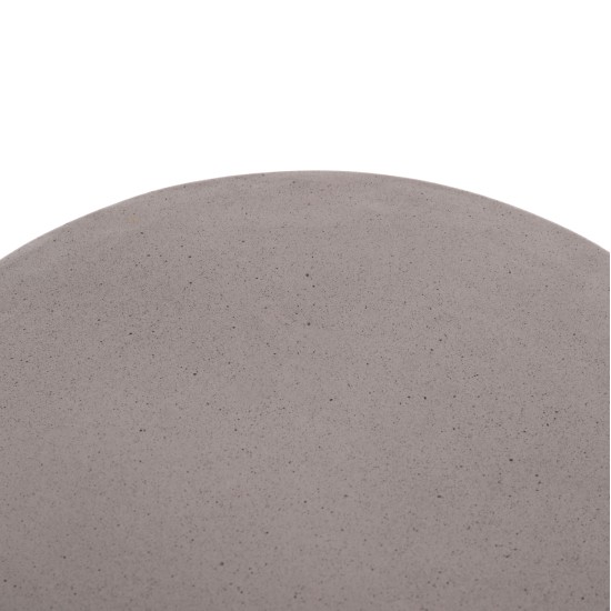 ΒΟΗΘΗΤΙΚΟ ΤΡΑΠΕΖΙ ΣΤΡΟΓΓΥΛΟ DELIA HM18167.03 FIBER CEMENT ΓΚΡΙ & RATTAN Φ40x45Υεκ