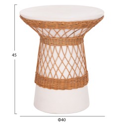 ΒΟΗΘΗΤΙΚΟ ΤΡΑΠΕΖΙ ΣΤΡΟΓΓΥΛΟ DELIA HM18167.02 FIBER CEMENT ΛΕΥΚΟ & RATTAN Φ40x45Υεκ