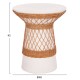 ΒΟΗΘΗΤΙΚΟ ΤΡΑΠΕΖΙ ΣΤΡΟΓΓΥΛΟ DELIA HM18167.02 FIBER CEMENT ΛΕΥΚΟ & RATTAN Φ40x45Υεκ
