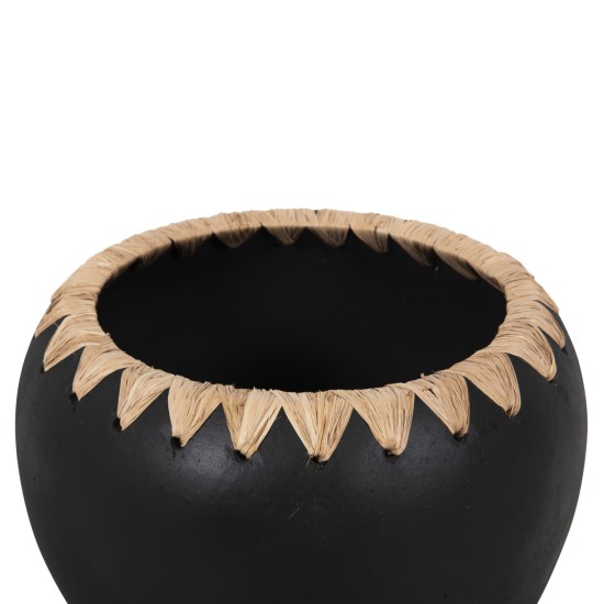 ΔΙΑΚΟΣΜΗΤΙΚΟ ΒΑΖΟ HM4374 ΤΕΡΑΚΟΤΑ ΣΕ ΜΑΥΡΟ ΜΕ ΠΛΕΞΗ ΨΑΘΑΣ ΣΤΟ ΣΤΟΜΙΟ Φ29x23Υεκ.