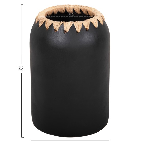 ΔΙΑΚΟΣΜΗΤΙΚΟ ΒΑΖΟ HM4376 ΤΕΡΑΚΟΤΑ ΣΕ ΜΑΥΡΟ ΜΕ ΠΛΕΞΗ ΣΤΟ ΣΤΟΜΙΟ Φ21Χ32εκ.