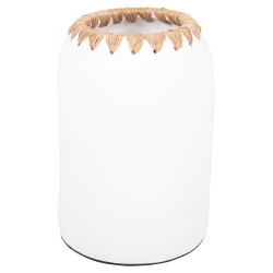 ΔΙΑΚΟΣΜΗΤΙΚΟ ΒΑΖΟ HM4377 ΤΕΡΑΚΟΤΑ ΣΕ ΛΕΥΚΟ ΜΕ ΠΛΕΞΗ ΨΑΘΑΣ ΣΤΟ ΣΤΟΜΙΟ Φ21Χ32εκ.