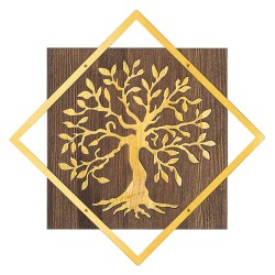 ΔΙΑΚΟΣΜΗΤΙΚΟ ΤΟΙΧΟΥ ΔΕΝΤΡΟ HM4752-ΦΥΛΛΑ ΜΕΤΑΛΛΟΥ ΧΡΥΣΑ-ΞΥΛΟ 54x3(βάθος)x54Υεκ.