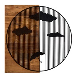 ΔΙΑΚΟΣΜΗΤΙΚΟ ΤΟΙΧΟΥ HM4808-ΦΥΛΛΑ ΜΕΤΑΛΛΟΥ ΜΑΥΡΑ-ΞΥΛΟ 58x3(βάθος)x58Υεκ.