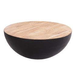 ΔΙΑΚΟΣΜΗΤΙΚΟ ΤΡΑΠΕΖΙ ΣΑΛΟΝΙΟΥ BOWL Φ90X37,5Yεκ. ΜΑΥΡΟ ΜΕ ΞΥΛΟ ΑΚΑΚΙΑΣ HM8717.21