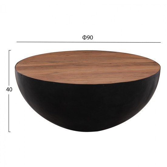 ΔΙΑΚΟΣΜΗΤΙΚΟ ΤΡΑΠΕΖΙ ΣΑΛΟΝΙΟΥ BOWL Φ90X40Yεκ. ΛΕΥΚΟ ΜΕ ΞΥΛΟ ΑΚΑΚΙΑΣ HM8717.03