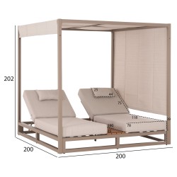 ΔΙΠΛΗ ΞΑΠΛΩΣΤΡΑ ΑΛΟΥΜΙΝΙΟΥ ΠΑΡΑΛΙΑΣ ΜΕ ΣΚΙΑΣΤΡΟ GALLANT HM6097.04 ΚΑΠΟΥΤΣΙΝΟ 2x2x2μ