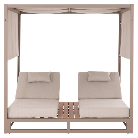 ΔΙΠΛΗ ΞΑΠΛΩΣΤΡΑ ΑΛΟΥΜΙΝΙΟΥ ΠΑΡΑΛΙΑΣ ΜΕ ΣΚΙΑΣΤΡΟ GALLANT HM6097.04 ΚΑΠΟΥΤΣΙΝΟ 2x2x2μ