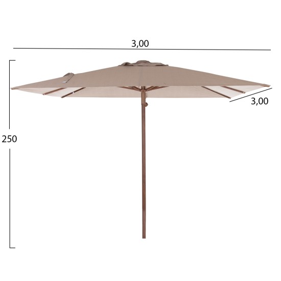 ΟΜΠΡΕΛΑ ΕΠΑΓΓΕΛΜΑΤΙΚΗ GLADELL 3X3m HM6604.02 ΜΠΕΖ ΠΑΝΙ-HEAT TRANSFER ΑΛΟΥΜΙΝΙΟ