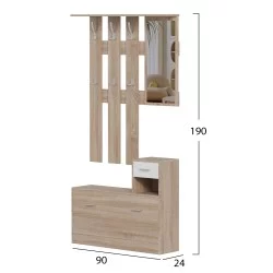 ΕΠΙΠΛΟ ΕΙΣΟΔΟΥ ΜΕ ΚΑΘΡΕΦΤΗ GORN HM2473.04 ΜΕΛΑΜΙΝΗ ΣΕ ΣΟΝΑΜΑ-ΛΕΥΚΟ 90x24x190Υεκ