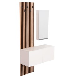 ΕΠΙΠΛΟ ΕΙΣΟΔΟΥ ΜΕ ΚΑΘΡΕΠΤΗ MYLES HM18080.01 ΜΕΛΑΜΙΝΗ ΣΟΝΑΜΑ-ΛΕΥΚΟ 100x37x200Υεκ