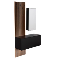 ΕΠΙΠΛΟ ΕΙΣΟΔΟΥ ΜΕ ΚΑΘΡΕΠΤΗ MYLES HM18080.02 ΜΕΛΑΜΙΝΗ ΣΟΝΑΜΑ-ΜΑΥΡΟ 100x37x200Υεκ