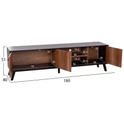 ΕΠΙΠΛΟ ΤΗΛΕΟΡΑΣΗΣ KRUDEN HM9447.11 ΜΕΛΑΜΙΝΗ ΣΕ ΜΑΥΡΟ-ΦΥΣΙΚΟ 180x40x51Υεκ.