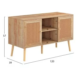 ΕΠΙΠΛΟ TV ΜΕΛΑΜΙΝΗΣ COLM ΜΕ ΠΟΡΤΕΣ RATTAN HM9223.11 ΣΕ ΧΡΩΜΑ ΦΥΣΙΚΟ 120x39x57Υεκ.